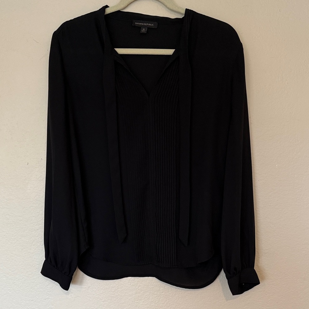 Banana Republic Black Blouse with Tie Detail